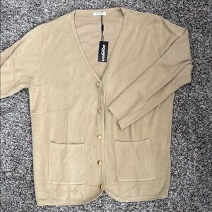 Zeagoo Tan Cardigan with Button Detail